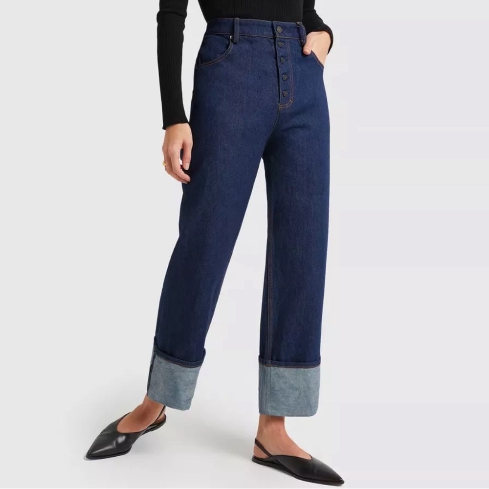 G. Label by Goop Alison Dark Wash Boyfriend Cuffed Hem Jean Size: 25 - Picture 3 of 10